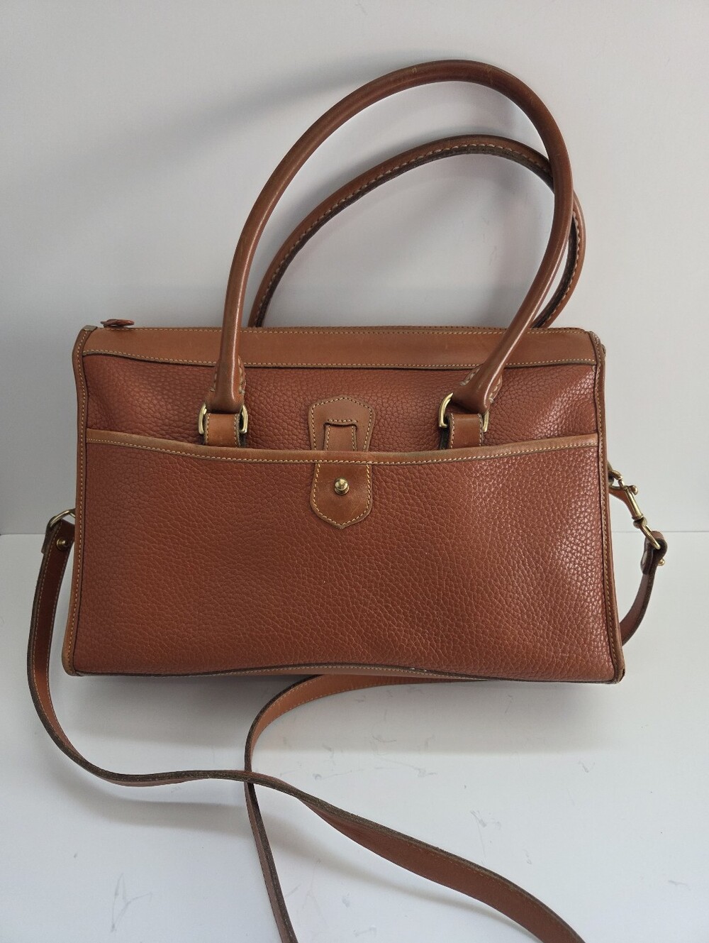 Vintage Dooney & Bourke All-Weather Leather Pebbled Leather Satchel Brown - Picture 2 of 16